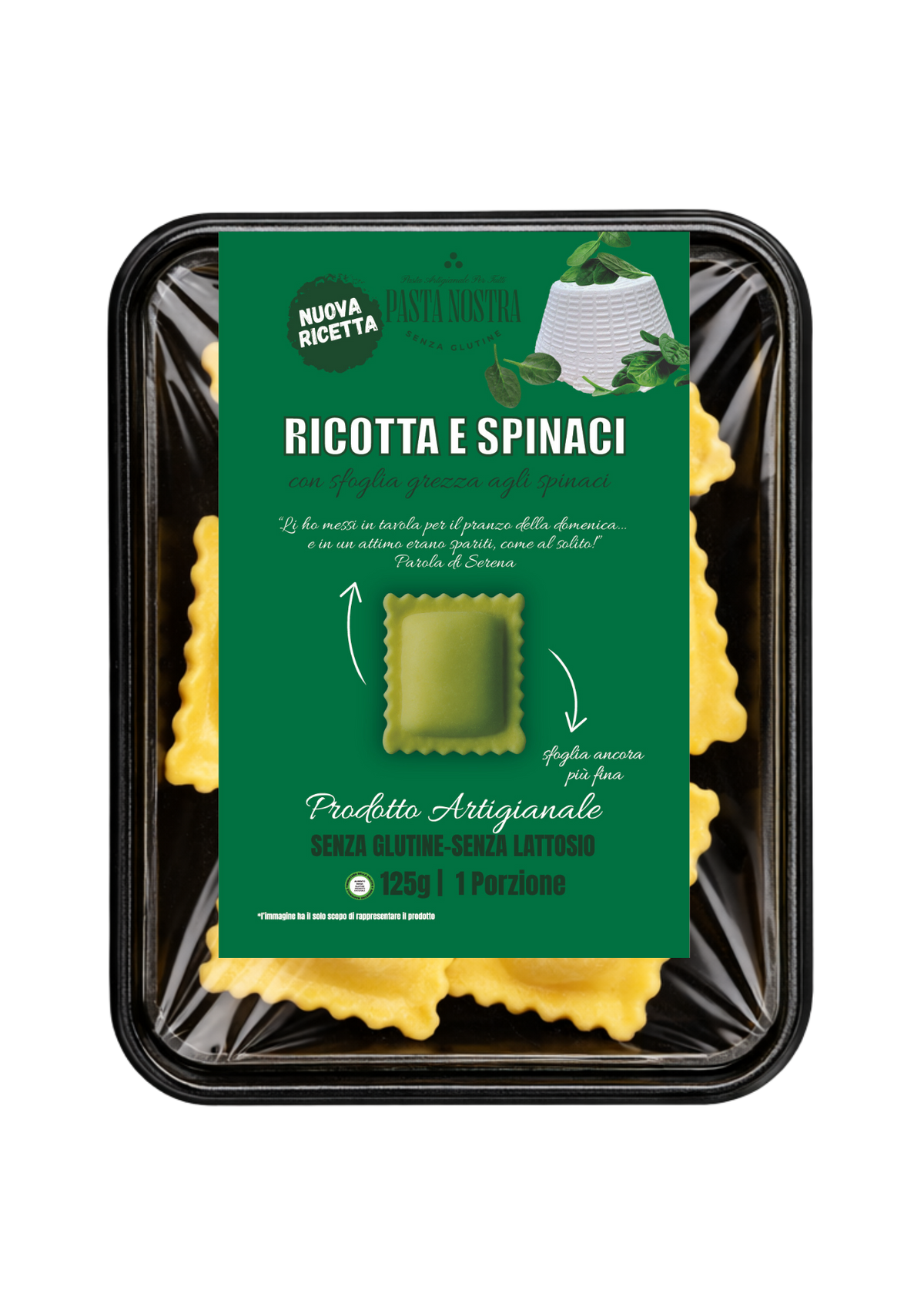 Ravioli Ricotta e Spinaci 125g.– Linea Gioia